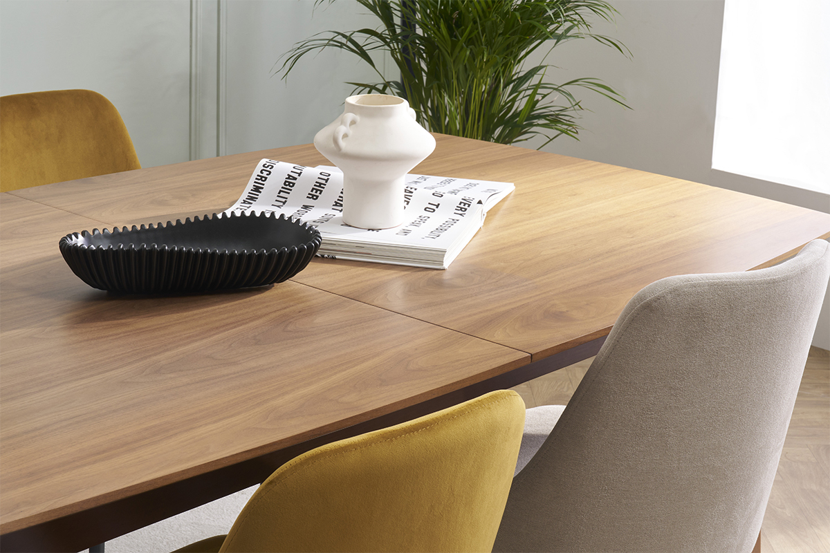 Mesa de comedor diseo extensible nogal L180-230 FIFTIES