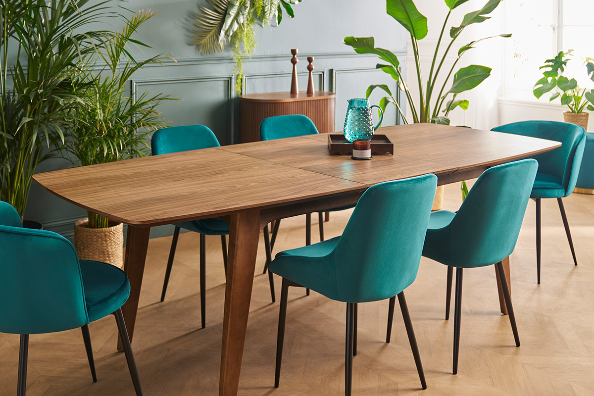 Mesa de comedor diseo extensible nogal L180-230 FIFTIES