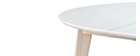Mesa de comedor diseño redonda extensible blanca y madera L120-150 LEENA
