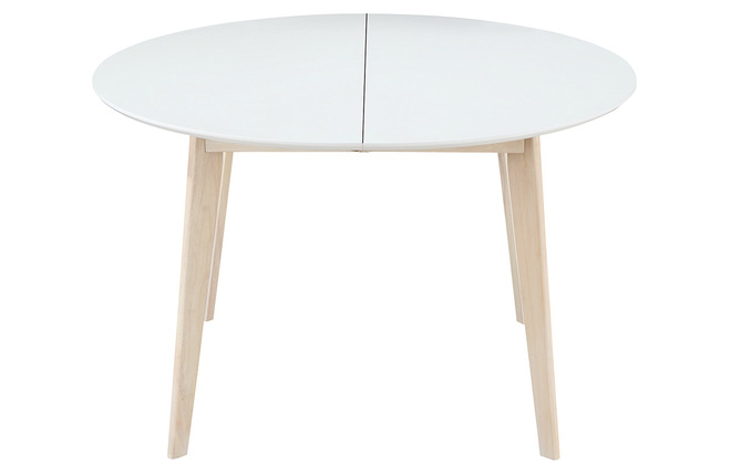 Mesa de diseño redonda extensible blanca y madera LEENA - Miliboo