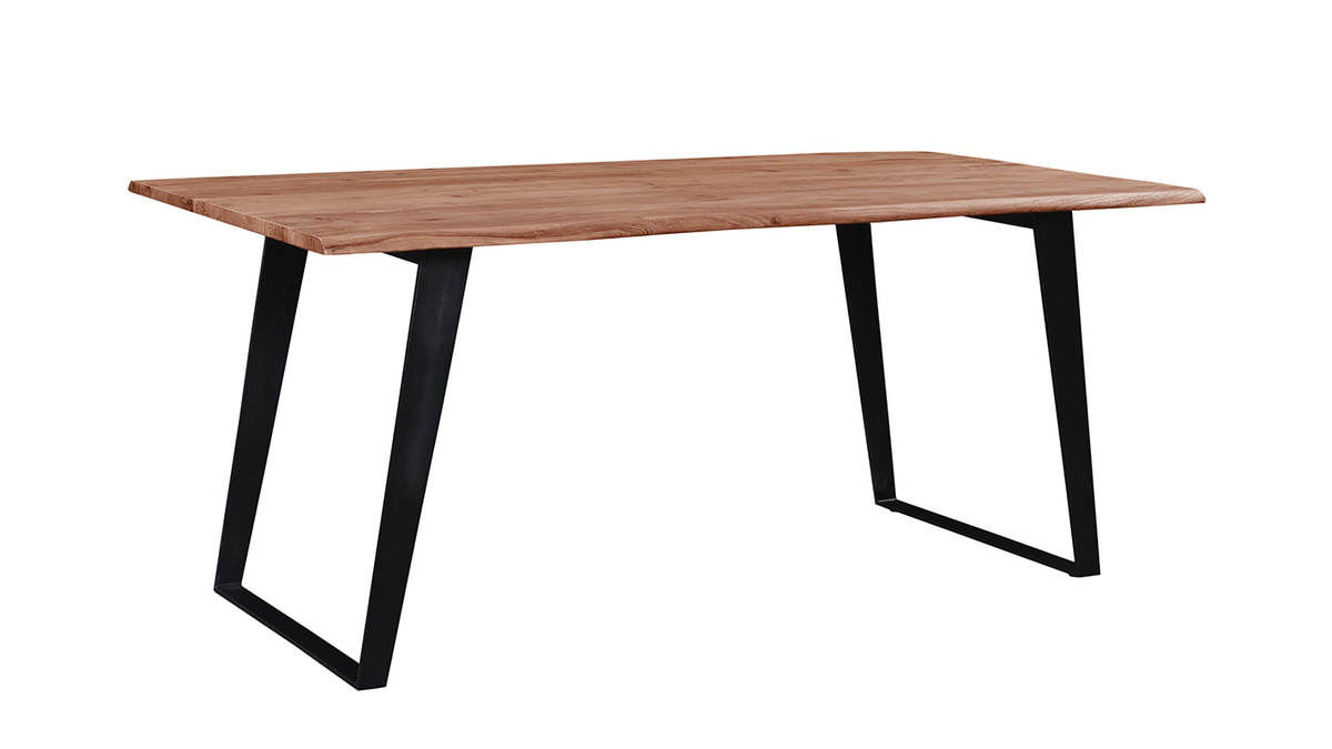 Mesa de comedor en acacia y metal negro L175 KORA