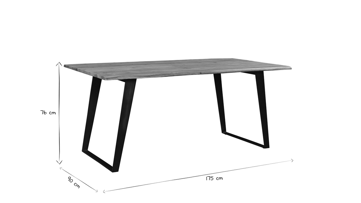 Mesa de comedor en acacia y metal negro L175 KORA