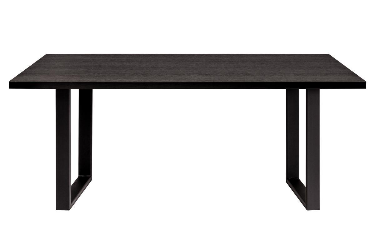Mesa de comedor estilo industrial con contrachapado de roble negro y patas de metal negro 180cm VALDA