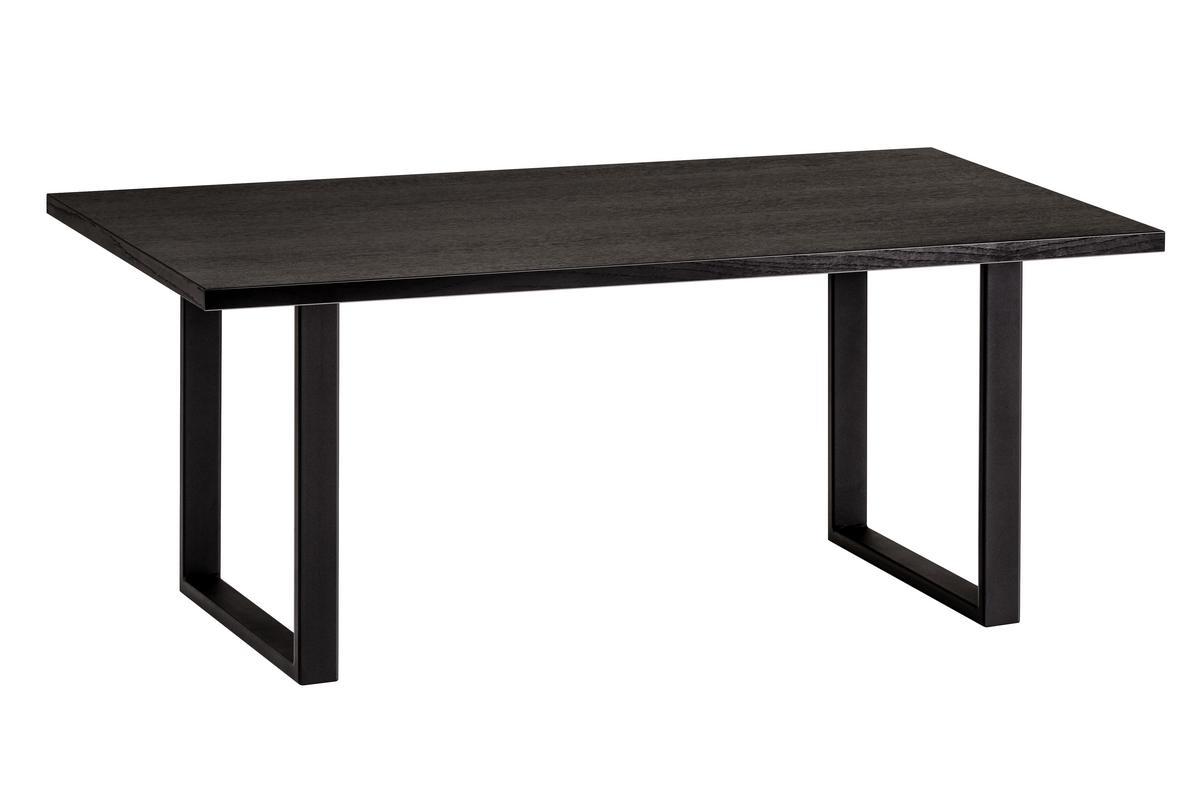 Mesa de comedor estilo industrial con contrachapado de roble negro y patas de metal negro 180cm VALDA
