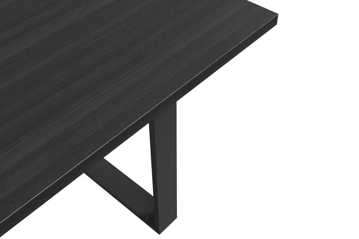 Mesa de comedor estilo industrial con contrachapado de roble negro y patas de metal negro 180cm VALDA