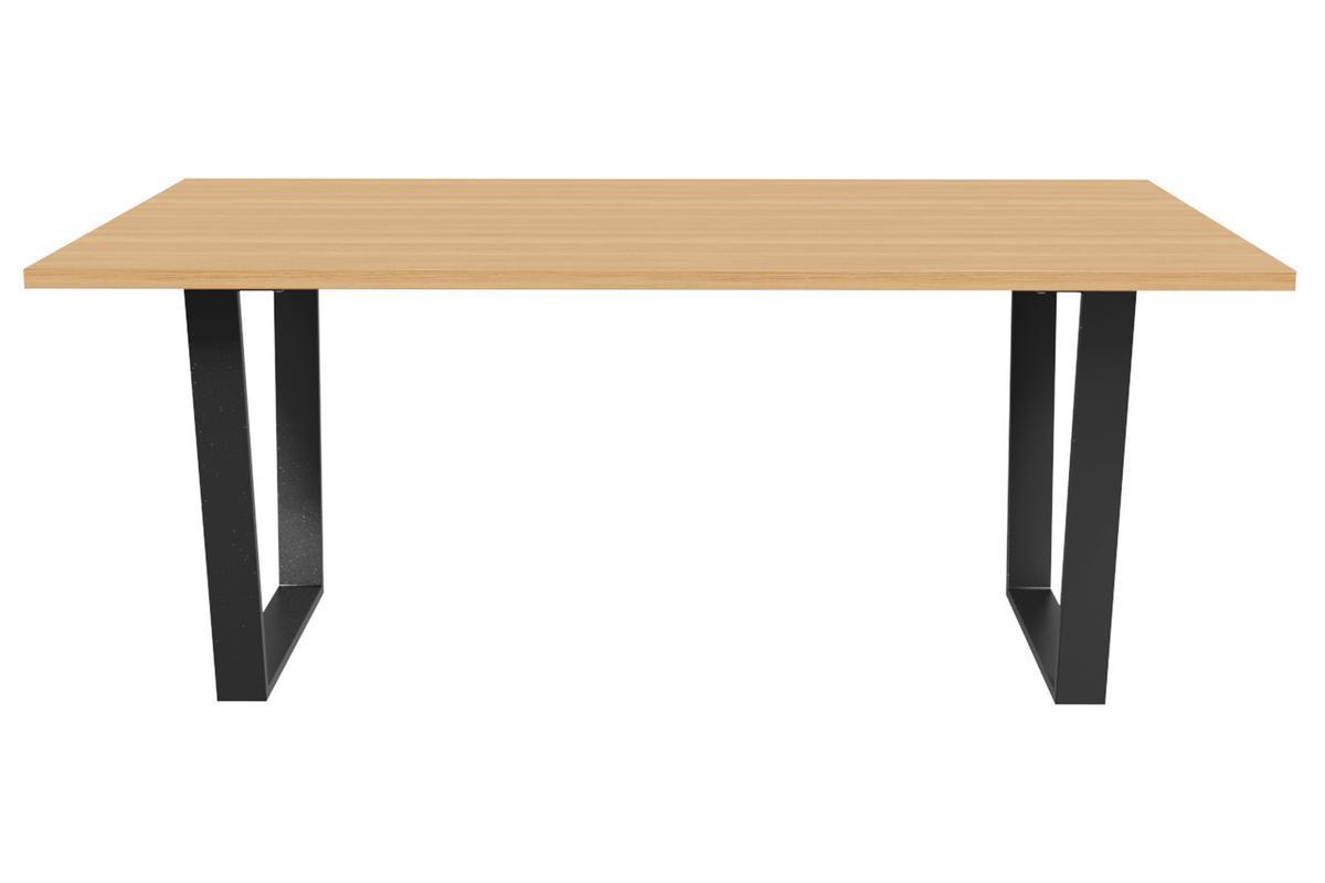 Mesa de comedor estilo industrial con contrachapado de roble y patas de metal negro 180cm VALDA