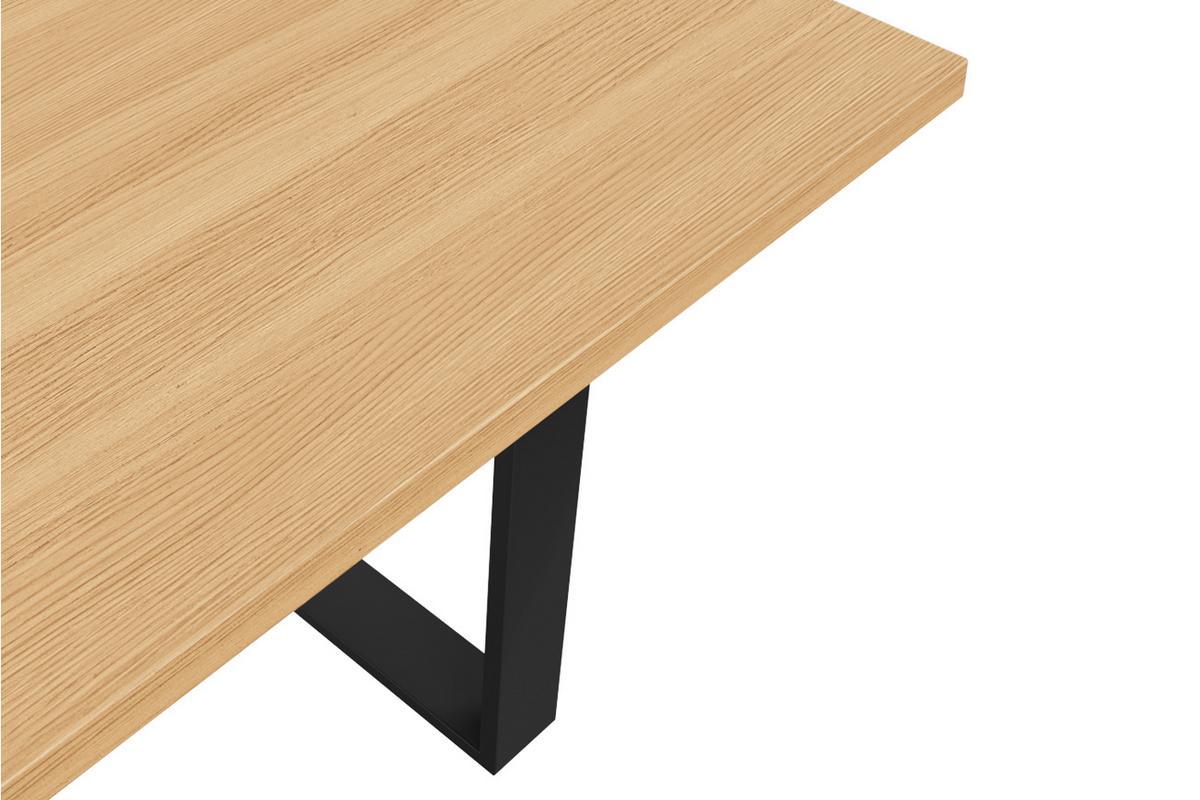 Mesa de comedor estilo industrial con contrachapado de roble y patas de metal negro 180cm VALDA