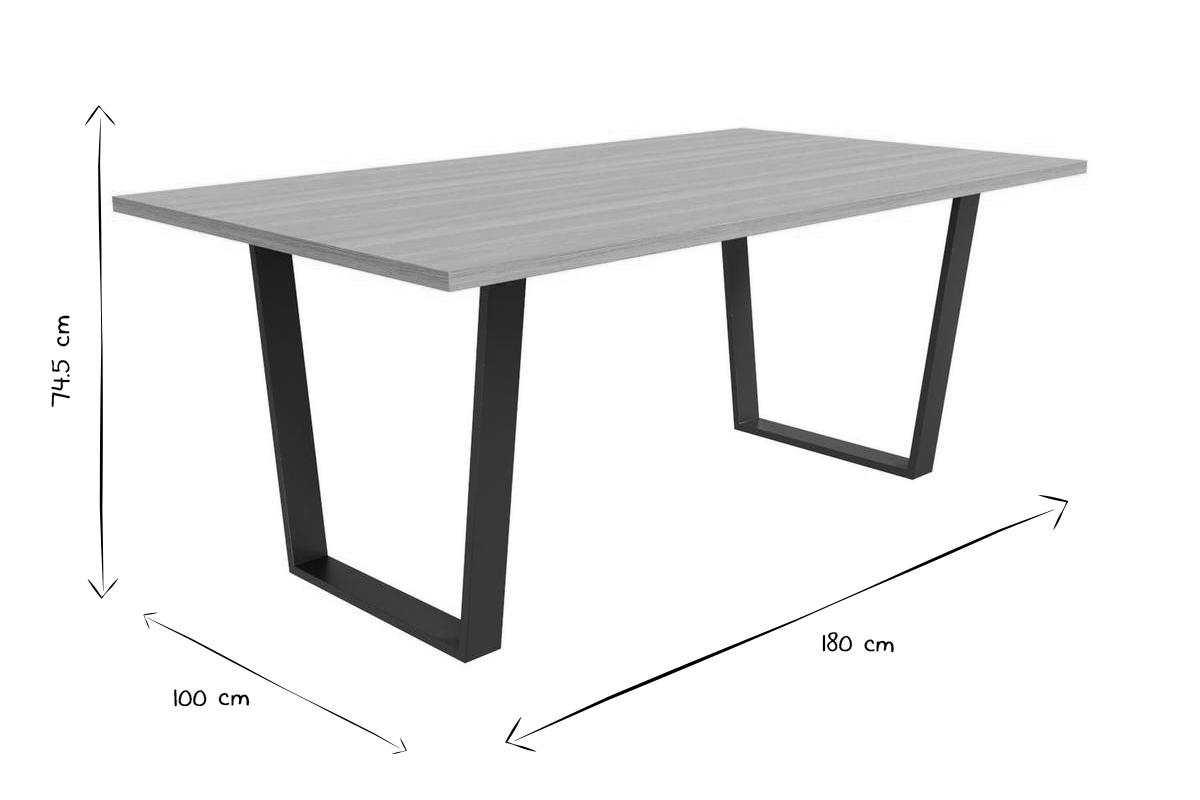 Mesa de comedor estilo industrial con contrachapado de roble y patas de metal negro 180cm VALDA