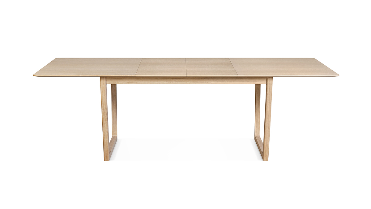 Mesa de comedor diseño extensible blanca patas madera L180-260 DELAH -  Miliboo