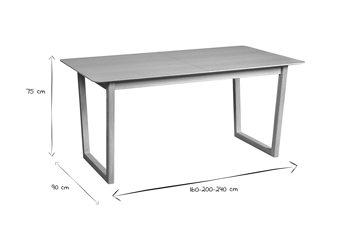 Mesa de comedor extensible chapado roble L160-240 cm LAHO
