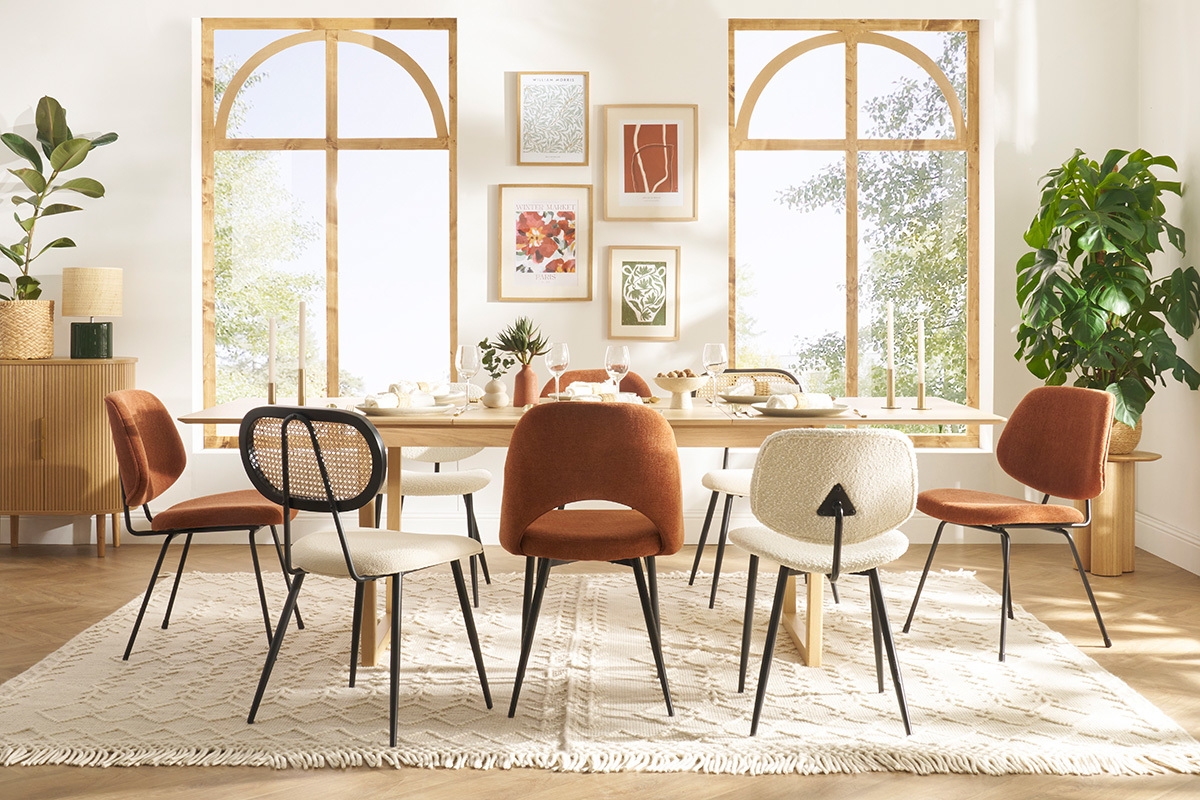 Mesa de comedor extensible chapado roble L160-240 cm LAHO