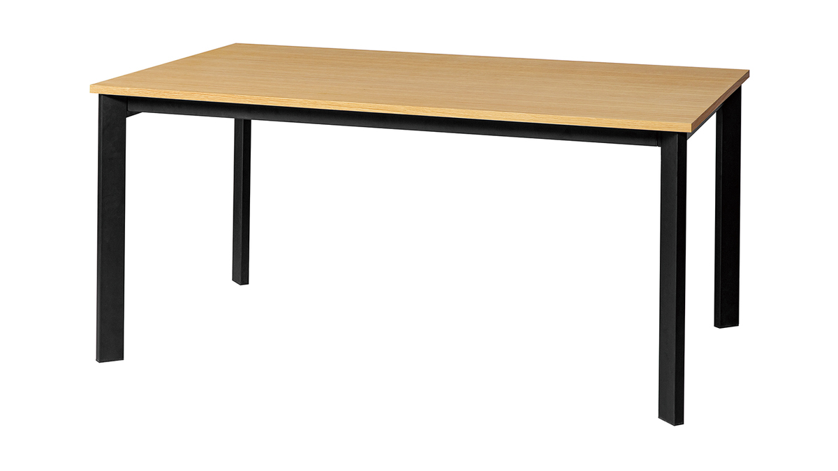 Mesa de comedor extensible chapado roble y metal L162-232 cm MEEVLA