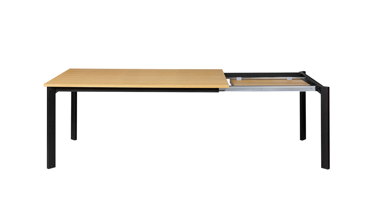 Mesa de comedor extensible chapado roble y metal L162-232 cm MEEVLA