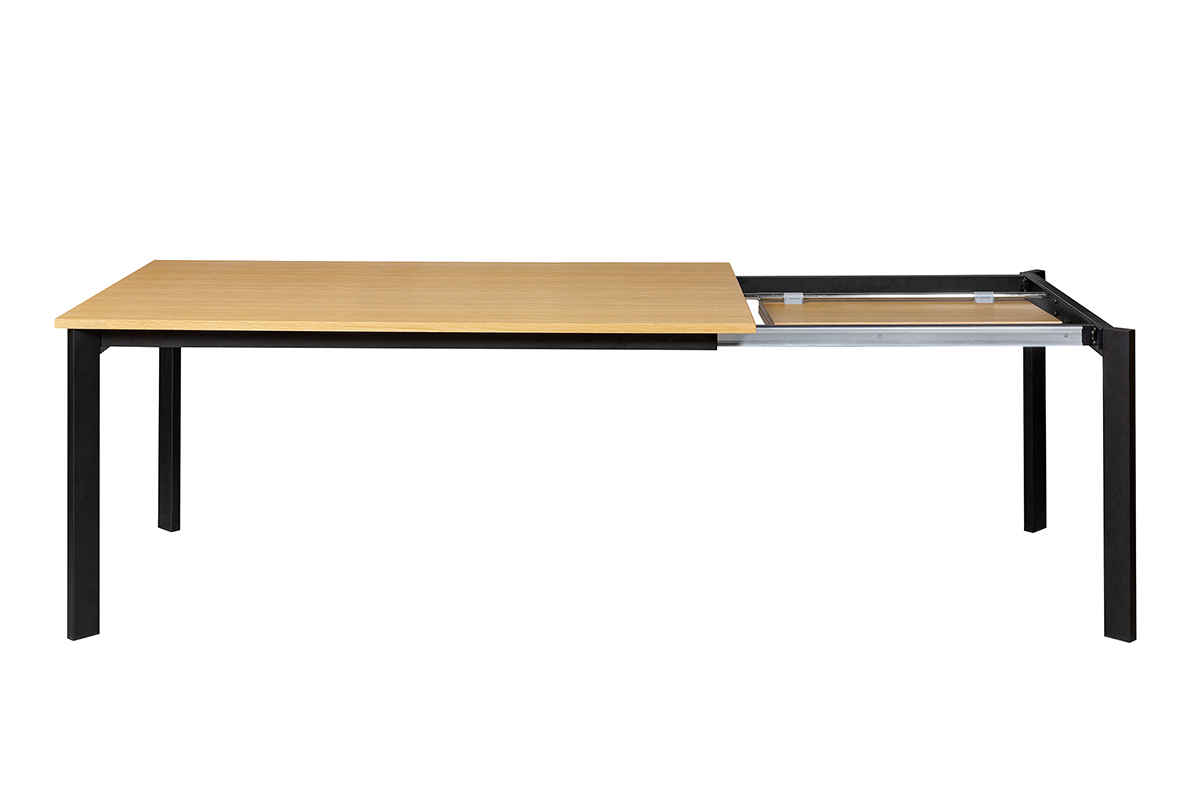 Mesa de comedor extensible chapado roble y metal L162-232 cm MEEVLA