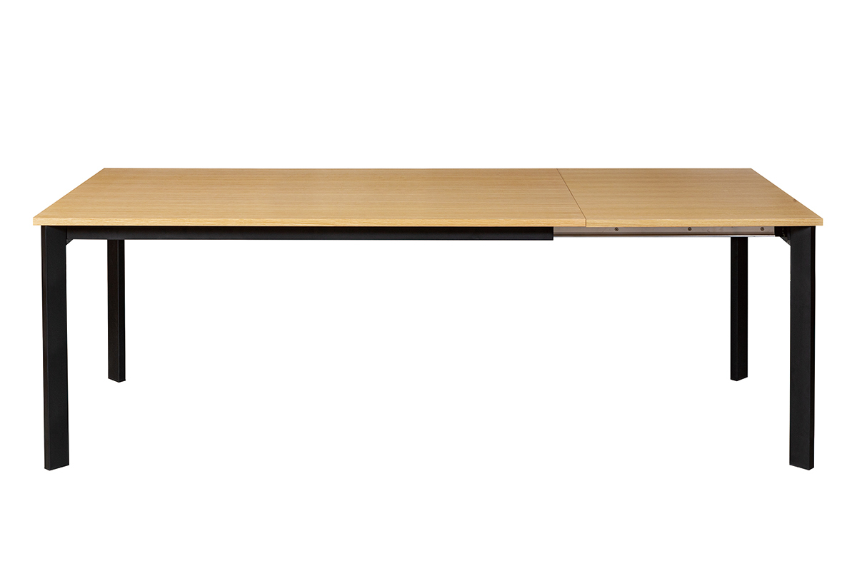 Mesa de comedor extensible chapado roble y metal L162-232 cm MEEVLA