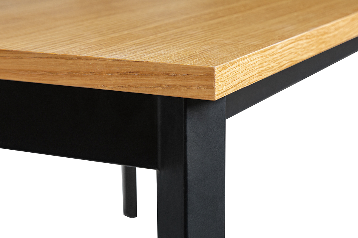 Mesa de comedor extensible chapado roble y metal L162-232 cm MEEVLA