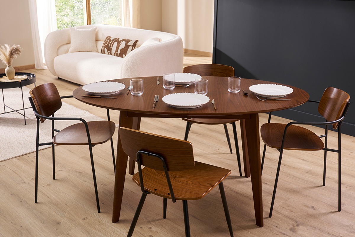 Mesa de comedor extensible diseo nogal L150-200 MARIK