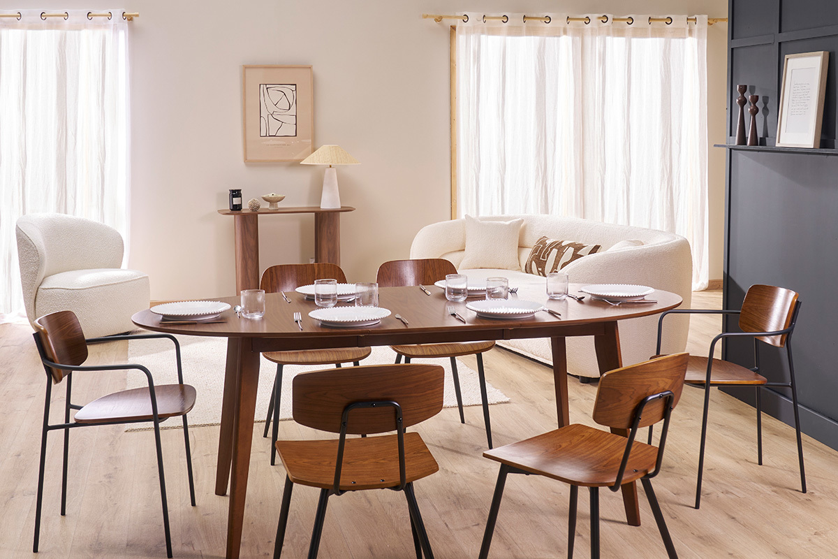 Mesa de comedor extensible diseo nogal L150-200 MARIK