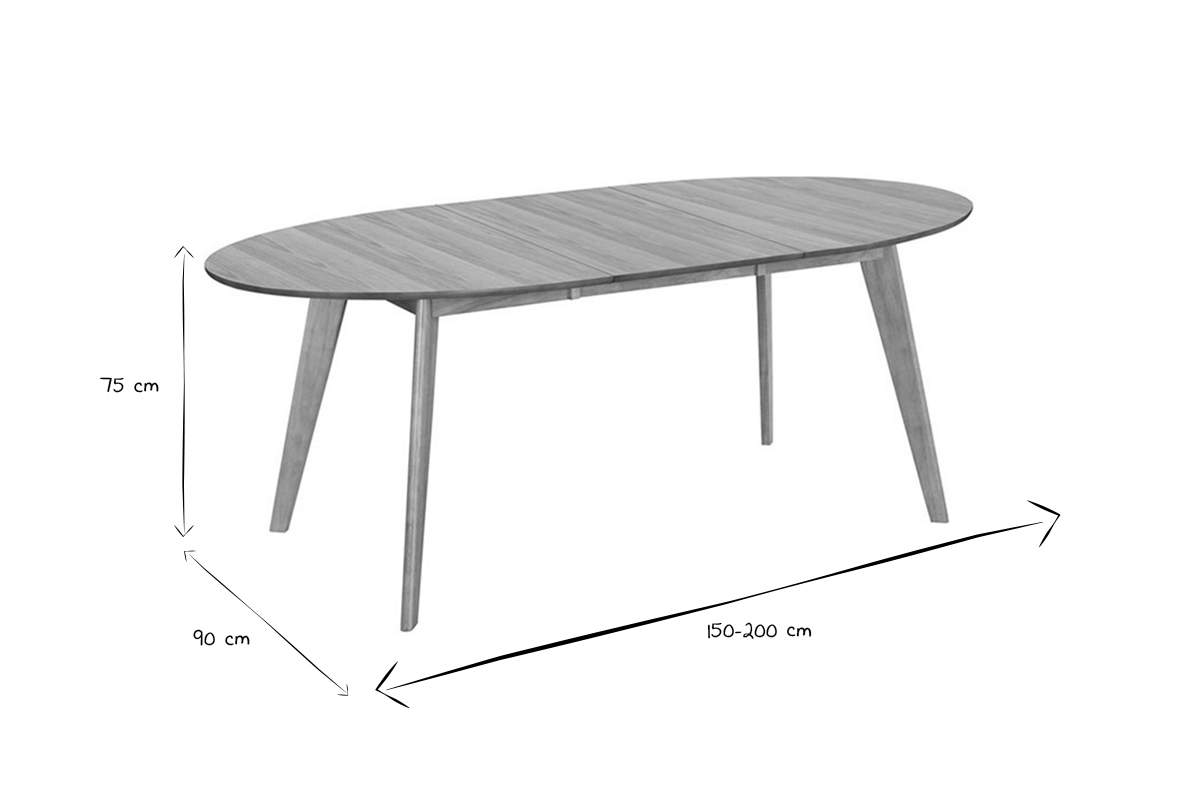 Mesa de comedor extensible diseo roble L150-200 MARIK