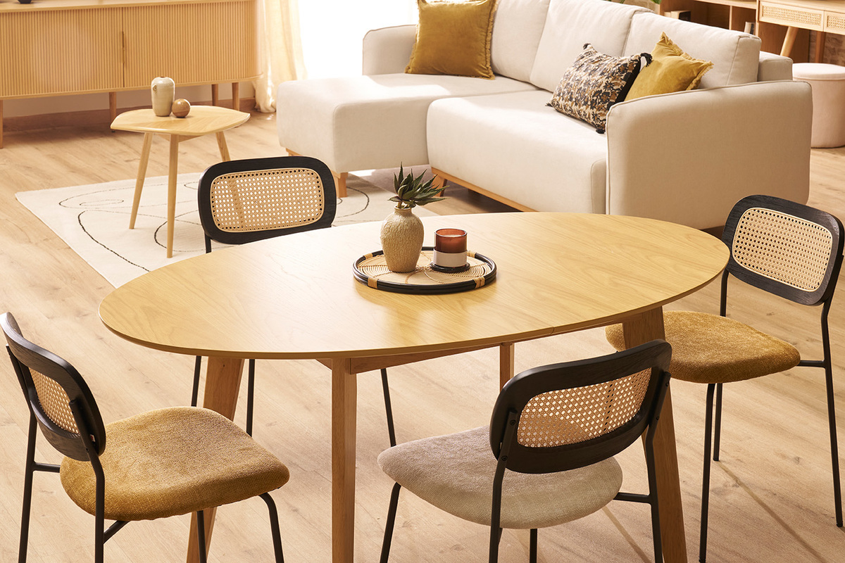Mesa de comedor extensible diseo roble L150-200 MARIK