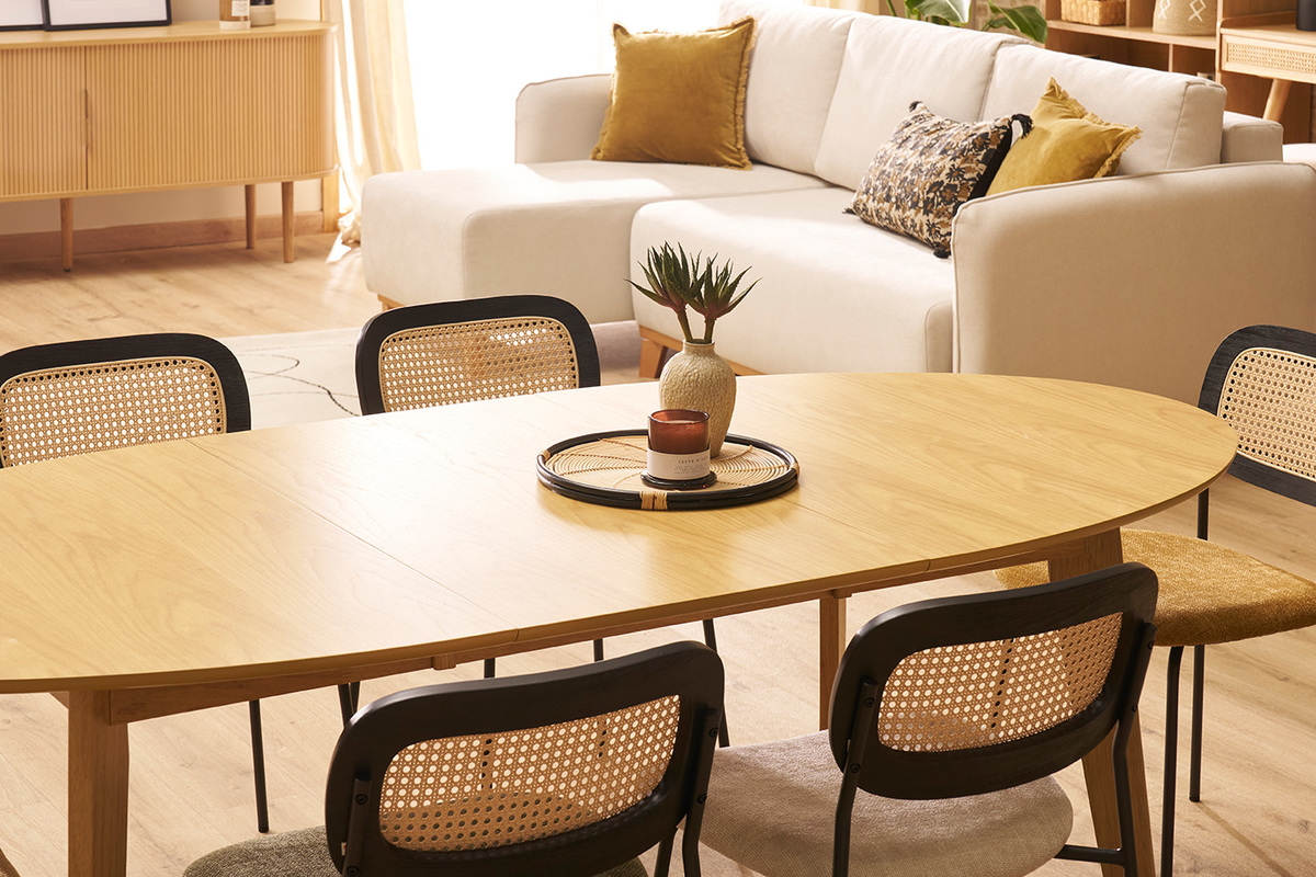 Mesa de comedor extensible diseo roble L150-200 MARIK