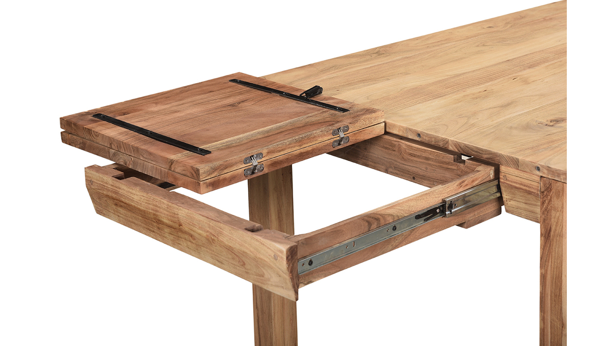 Mesa de comedor extensible en acacia maciza L120-210 cm BALTO