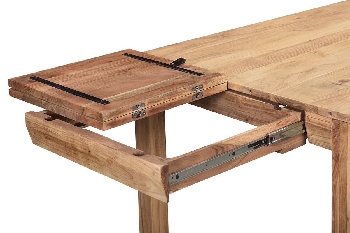 Mesa de comedor extensible en acacia maciza L120-210 cm BALTO