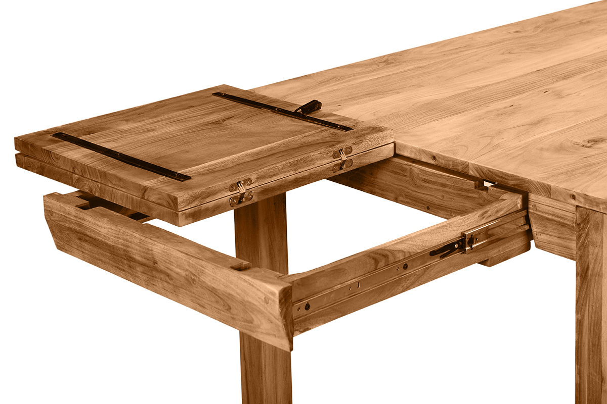 Mesa de comedor extensible en acacia maciza L120-210 cm BALTO
