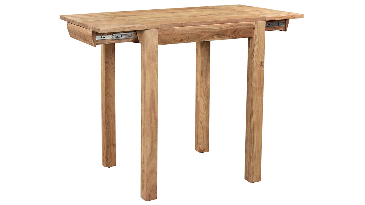 Mesa de comedor extensible en acacia maciza L80-135 cm BALTO