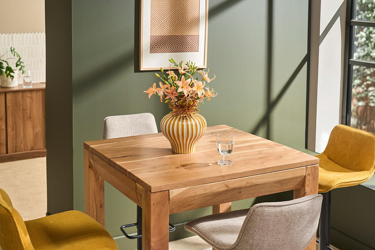 Mesa de comedor extensible en acacia maciza L80-135 cm BALTO
