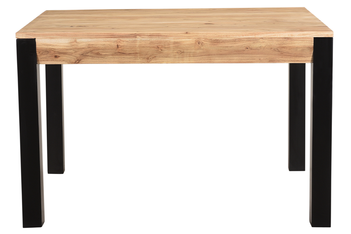 Mesa de comedor extensible en acacia maciza y metal negro L120-210 cm TRAP
