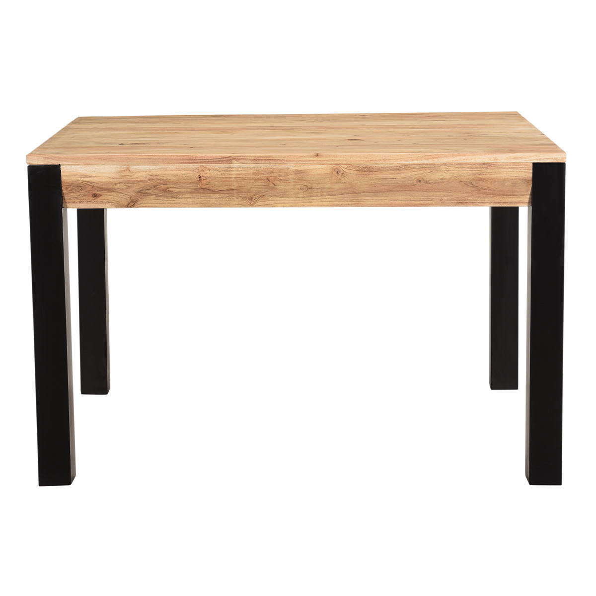 Mesa de comedor extensible en acacia maciza y metal negro L120-210 cm TRAP
