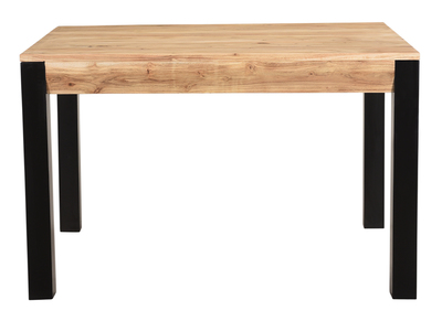Mesa de comedor extensible en acacia maciza y metal negro L120-210 cm TRAP - Mesa de comedor extensible en acacia maciza y metal negro L120-210 cm TRAP