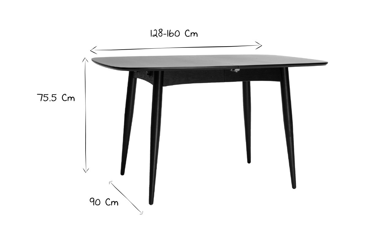 Mesa de comedor extensible en fresno natural L130-160 NORDECO