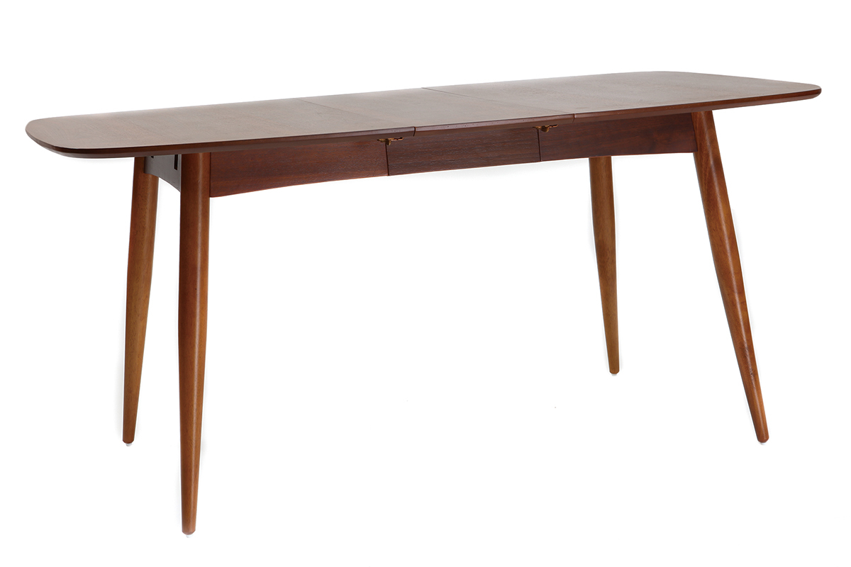 Mesa de comedor extensible en nogal natural L130-160 cm NORDECO