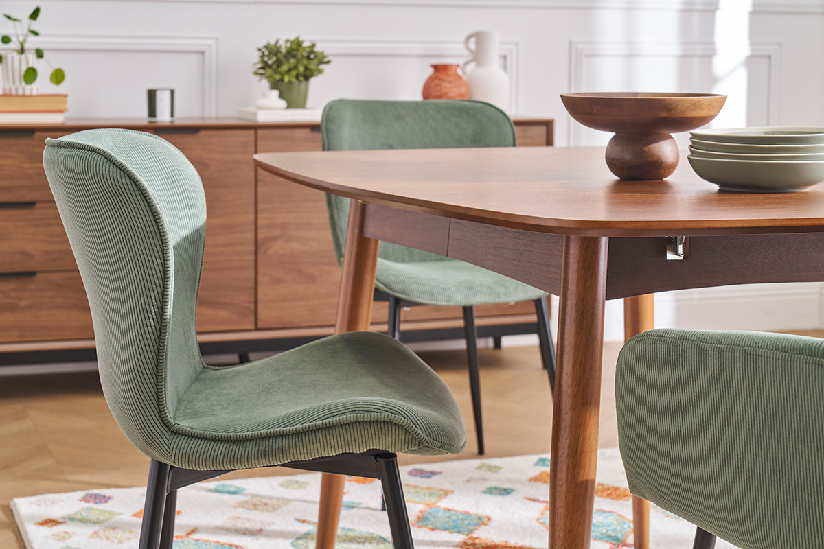 Mesa de comedor extensible en nogal natural L130-160 cm NORDECO