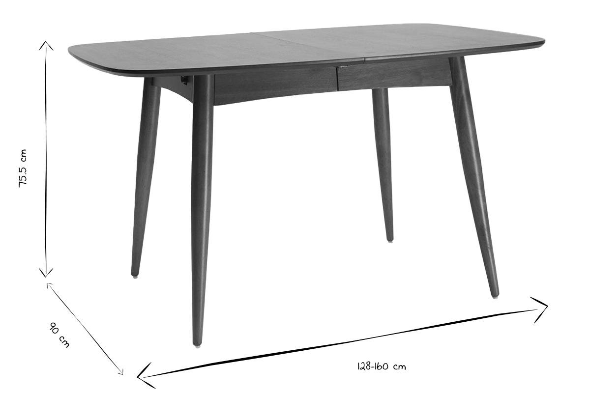 Mesa de comedor extensible en nogal natural L130-160 cm NORDECO