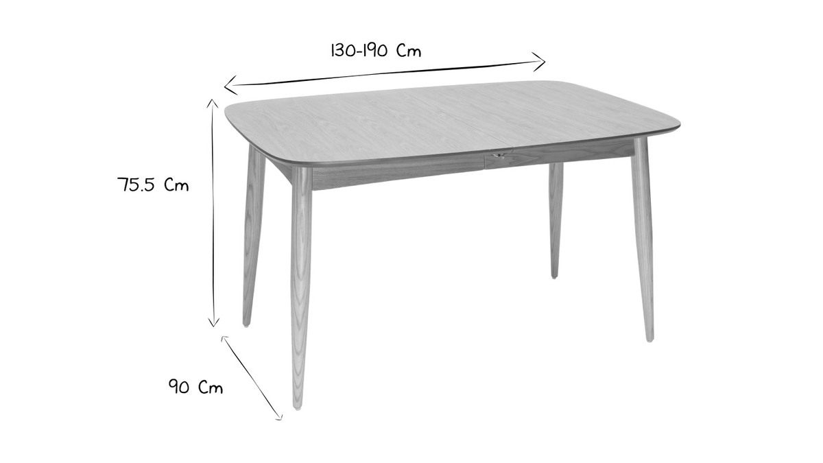 Mesa de comedor extensible fresno L130-190 NORDECO