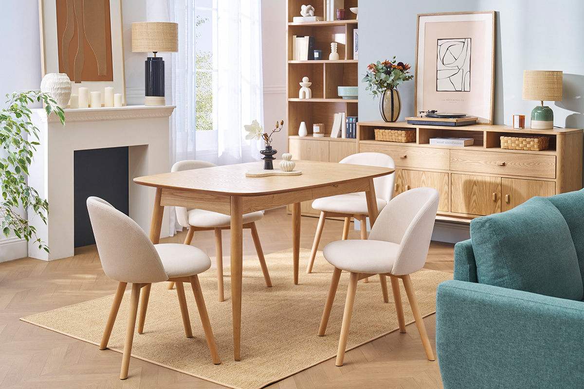 Mesa de comedor extensible fresno L130-190 NORDECO