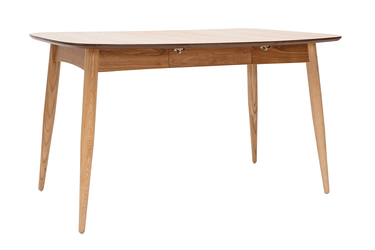 Mesa de comedor extensible fresno natural L90-130 cm NORDECO