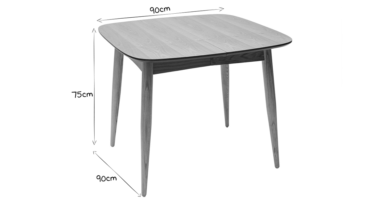 Mesa de comedor extensible fresno natural L90-130 cm NORDECO