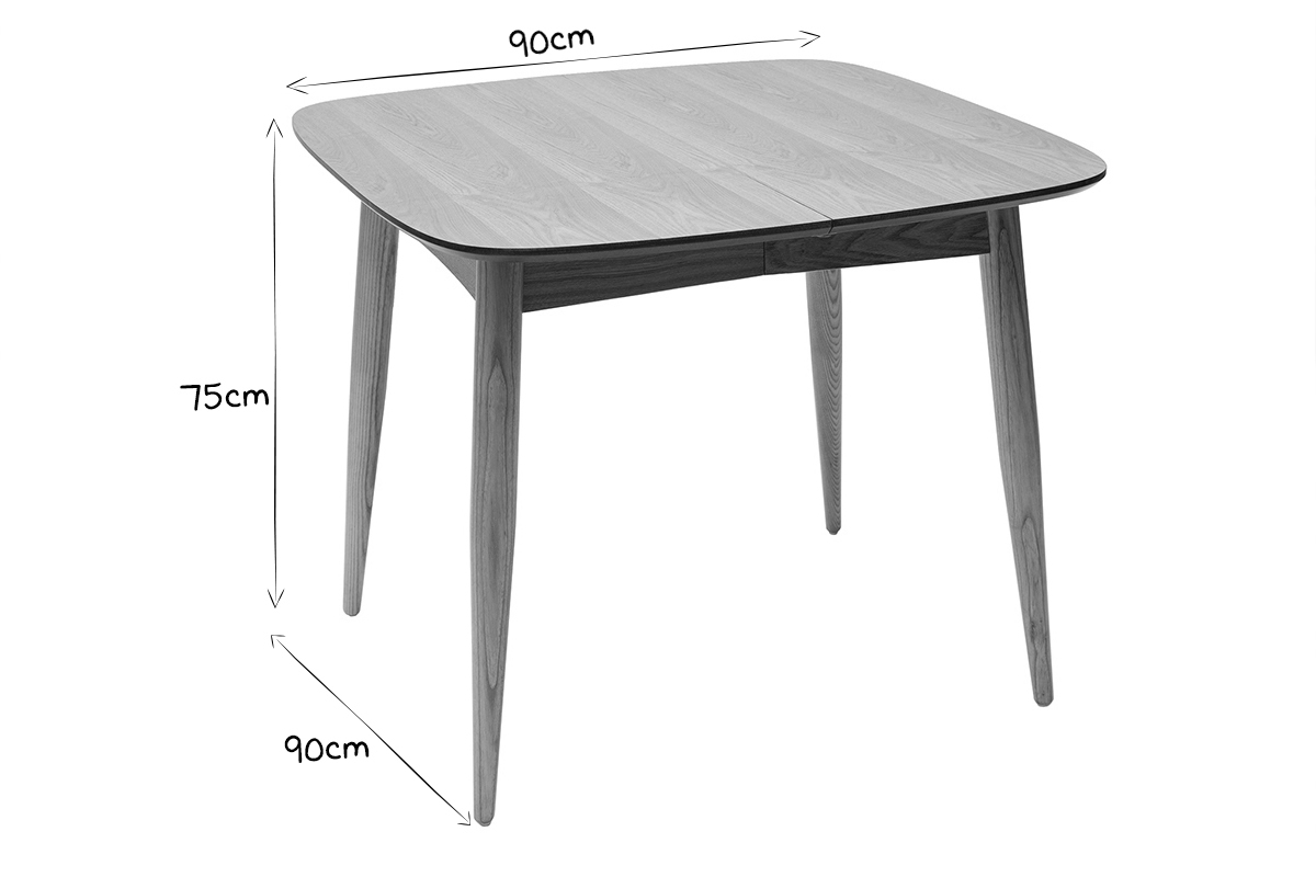 Mesa de comedor extensible fresno natural L90-130 cm NORDECO