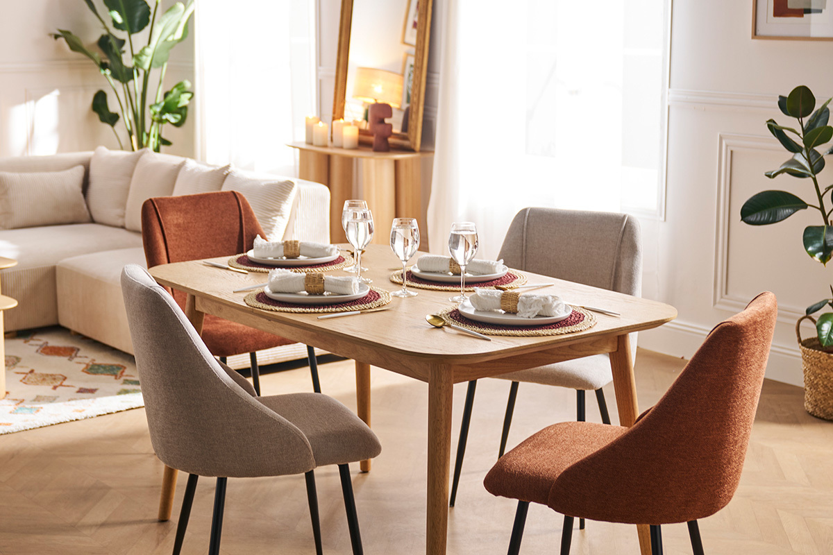 Mesa de comedor extensible fresno natural L90-130 cm NORDECO