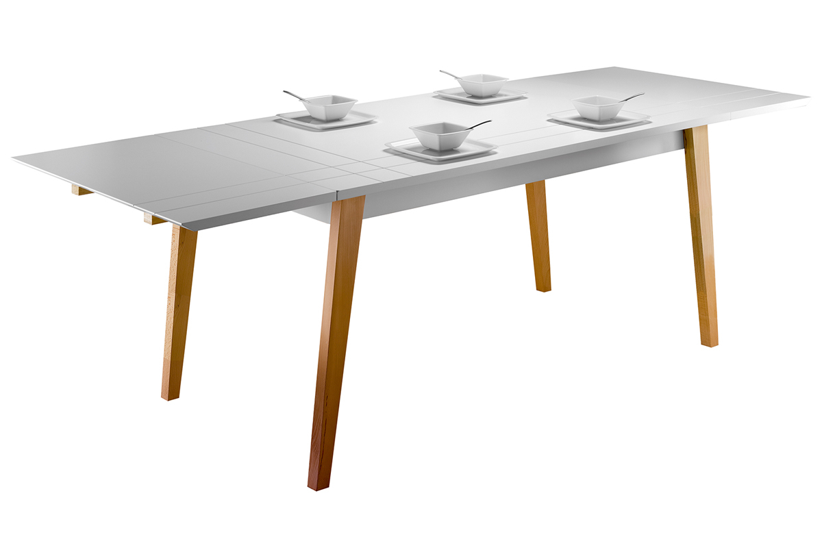 Mesa de comedor extensible lacado mate y madera L160-250 ADORNA