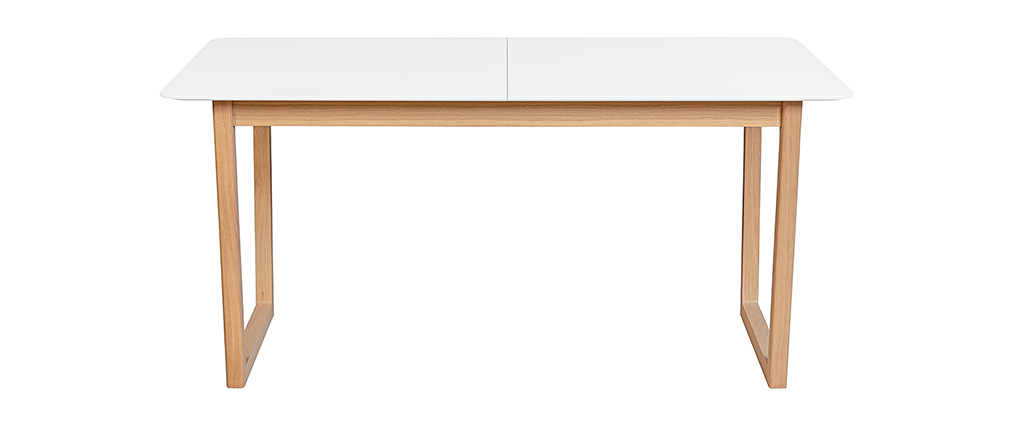 Mesa de comedor extensible madera clara y blanco L160-240 cm LAHO