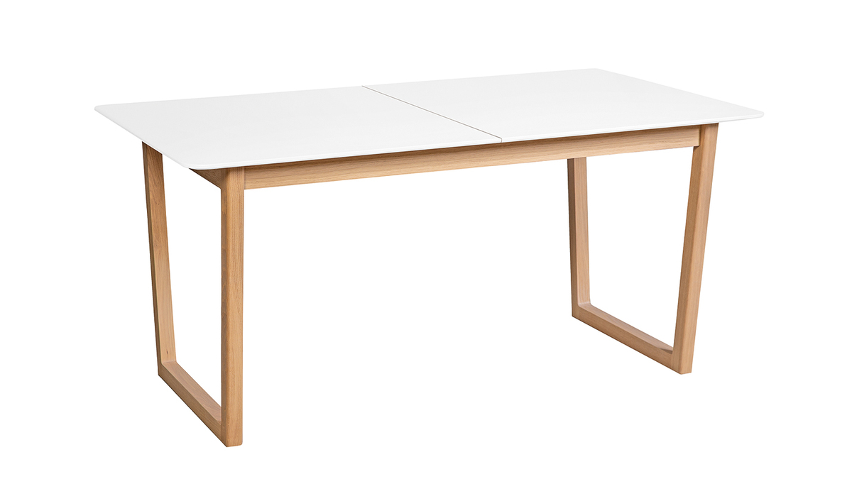 Mesa de comedor extensible madera clara y blanco L160-240 cm LAHO
