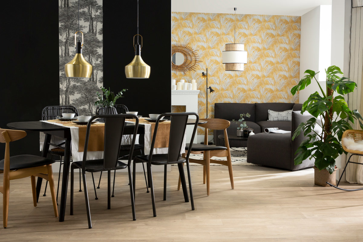 Mesa de comedor extensible madera negra L150-180 cm SHELDON