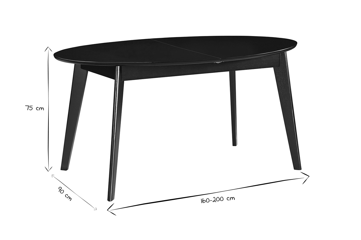 Mesa de comedor extensible negra L160-200 cm MARIK