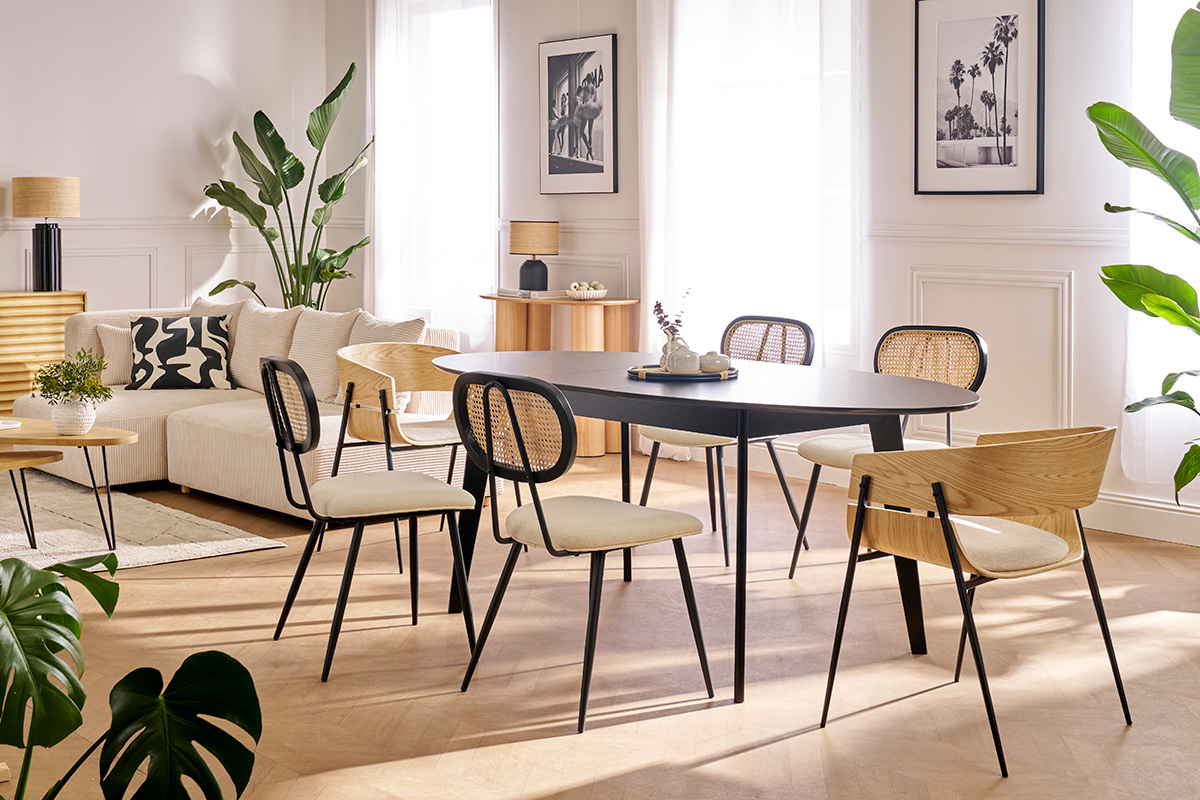 Mesa de comedor extensible negra L160-200 cm MARIK