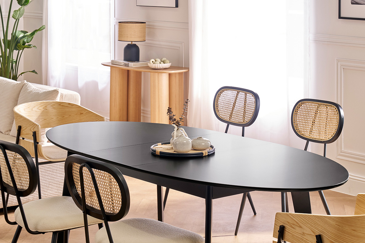 Mesa de comedor extensible negra L160-200 cm MARIK